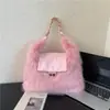 Bolsa peluda de design nicho de alta qualidade para mulheres 2026 nova tendência temporada outono e inverno bolsa de ombro única fofa bolsa de mão casual