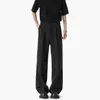 Pantalones Casuales de Caída Estilo Coreano para Hombre, Marca de Verano de Moda, Pierna Recta Holgada Ligeramente Acampanados Largos, Cintura Alta Negra