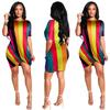 ¡En stock! Vestido de discoteca FC59 Amazon con diseño plisado de cuello redondo europeo y americano, manga corta irregular.