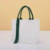 Bolsa de Lona Tridimensional Portátil Blanca Lista para Usar al Mayoreo Personalizada Laminada Compuesta para Compras Embalaje Cinta Bolsa de Lona