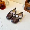 Zapatos Mary Jane florales suaves estilo francés para niñas, zapatos de bebé nuevos y lindos con velcro, versátiles zapatos de piel de princesa