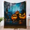 Manta de Halloween Manta Linda de Fantasma y Calabaza Serie 2 Manta Decorativa para Oficina Manta de Franela Otoño e Invierno