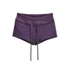 Shorts de Punto Acanalado de Tiro Bajo con Cordón para Chica Sexy Caliente Verano Nueva Moda Ajuste Delgado Casual Deportivos Hot Pants