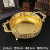 Prato de Frutas Estilo Europeu de Luxo Leve com Duas Alças para Sala de Jantar, Sala de Estar, Mesa de Centro, Bandeja de Frutas em Artesanato de Metal, Bandeja de Armazenamento de Lanches de Frutas Secas, Peça Decorativa