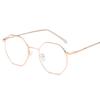 Marco de Acero Kickoff Poligonal Gafas para Miopía Marco de Gafas Retro Artístico Gafas Planas Anti Luz Azul Gafas de Cerca Terminadas para Mujer