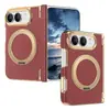 Adequado para Apple iPhone Duo Suporte Magnético Rotativo Dobrável Tela Moldura Dourada Galvanizada Padrão de Veludo 18 Capa Protetora