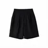 Pantalones Casuales Minimalistas de Estilo Old Money para Mujer de Longitud Media Verano Nuevo Estilo Chic Perezoso de Cintura Alta Holgados Adelgazantes Pantalones de Cinco Puntos Tendencia