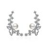 Moda Corea del Sur temperamento lazo aretes largos de perlas accesorios para las orejas de mujer fabricantes venta al por mayor venta directa aretes cobre incrustado Jane