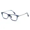 NPM140 Montura de Gafas de Titanio Puro de Alta Gama Color Carey 999.9 Material de Hoja Ultraligero, Montura Cuadrada Retro a la Moda para Rostro Desnudo