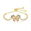 Pulseira de borboleta criativa de personalidade de nicho da moda feminina com zircônia incrustada tamanho ajustável pulseira de puxar joias da moda europeia e americana