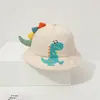 Sombrero de Paseo de Primavera Dibujo Animado Dinosaurio Pequeño Sombrero Cubeta Infantil Delgado Protector Solar Sombrero de Pescador Versátil Guardería Bebé Sombrero de Moda