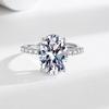 Explosiones de TikTok Venta en Vivo Anillo de Plata Imitación Zirconia Oval Grande Chapado en Platino Europeo y Americano Anillo para Mujer Joyería Transfronteriza