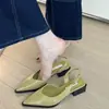 Sandalias de Tacón Grueso Punta Francesa para Mujer 2026 Primavera/Verano Nuevos Zapatos de Oficina Zapatos de Tacón Medio Punta Fina Sin Espalda Sandalias Impresionantes para Mujer