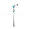 Aleación de titanio F136 doble cilindro Zoro gota de agua circonita colgante stud para el lóbulo de la oreja titanio G23 rosca interna cabeza de joyería stud para la oreja