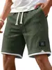 2026 Amazon Europa Verão Masculino Novo Casual Diário Waffle Cor Contrastante Bordado Shorts Largos