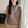 100% lana, nueva colección otoño/invierno 2026, de punto, cuello redondo, corte holgado para mujer, adornado a mano con pedrería, jersey