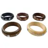 Yong Ge Accesorios Retro Europeo y Americano Tachuelas Redondas de Plata Pulsera Ancha de Madera Maciza Remache de Estrella de Cinco Puntas Poligonal Joyería de Mano al por Mayor