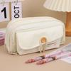 Estuche para lápices con botones de estilo japonés, estuche de gran capacidad para lápices, papelería para escuela primaria, secundaria, preparatoria, bolsa de papelería sencilla para escuela secundaria.