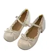 Zapatos retro populares de tacón grueso estilo francés para mujer, nuevos de otoño 2026, versátiles, con lazo, cordones, Mary Jane, zapatos pequeños de cuero para mujer