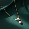 Novo Design Original Moda Flor Branca Morango Rosa Colar Alto Senso Nicho Fresco Versátil Fruta Corrente da Clavícula