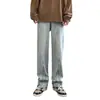 Jeans de Otoño e Invierno para Hombre Sueltos Estilo Coreano High Street Pierna Ancha Estudiantes Cremallera Abertura Casual Combinables Rectos Pantalones Largos