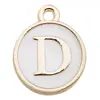 Accesorios para Joyería DIY Esmalte Blanco de Goteo Colgante de Letra Inglesa por Ambos Lados Aleación de Zinc Colgante Creativo para Pulsera Llavero