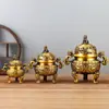 Quemador de Incienso Antiguo de León y Dragón con Orejas de Animal, Quemador de Incienso Verde para Decoración de Oficina o Puesto, Quemador de Incienso de Cobre