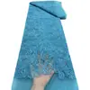 Tejido de malla de ancho completo con diseño de plantas y flores bordado con lentejuelas, encaje para vestidos de alta gama, venta al por mayor directa del fabricante