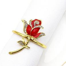 Nuevo hotel Día de San Valentín rosa hebilla para servilleta anillo para servilleta rojo anillo para servilleta anillo para tela de boca fabricante de metal