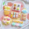 Sacos Fofos para Pão de Cozinha, Copos de Água, Bandejas de Sobremesa, Presilhas de Cabelo com Cola de Creme DIY, Grampos de Cabelo, Materiais de Decoração Squishy