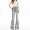 Jeans Acampanados Naranja Infantil con Diseño de Lazo y Pedrería para Mujer, de Cintura Alta, Adelgazantes, Favorecedores, Modernos, Versátiles.