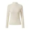 Camiseta base de punto de encaje y malla blanca de cuello medio alto para mujer, nueva de otoño 2026, capa interior ajustada para otoño e invierno