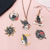 6 Aceite Goteando Serie Punk Sol Luna Cuervo Calavera Accesorios DIY Colgante de Personalidad Europea y Americana