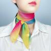 Bufanda Versátil de Chifón y Seda con Estampado de Color Arcoíris Degradado Bufanda Cuadrada Pequeña Versátil de Colores Puros para Mujer Bufanda de Cuello de Moda