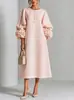Nuevo vestido cruzado europeo y americano de Amazon 2026 para mujer, estilo francés, con mangas de linterna floral tridimensional, moderno y elegante