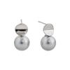 Brincos de Pérola Côncavos, Elegantes Brincos Geométricos de Pérola Cinza, Brincos de Moda Simples Estilosos de Nicho, Brincos Incríveis