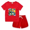 2023 Verão Infantil Gola Redonda Camiseta Calças Quentes Coreano Casual Bottoming Camisa Suor-absorvente Candy Conjunto de Camiseta Infantil