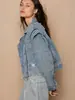 Chaqueta de mezclilla extragrande para mujer, abrigo de moda de primavera hecho a medida, estilo casual de otoño e invierno, hecho por encargo según las muestras del cliente