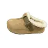 Zapatos Birkenstock de Estilo Europeo con Suela Gruesa para Aumentar la Altura para Mujer, Nuevo Modelo de Invierno 2026, Piel de Ante con Forro de Lana, Zuecos Cálidos a Prueba de Nieve