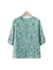 Vestido de Verão para Meia-idade e Idosos Falso Duas Peças Camiseta Feminina Top de Verão para Avó Blusa Pequena de Chiffon de Sete Mangas para Mãe de Meia-idade