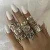 Anillo de anillo conjunto europeo y americano anillo de moneda de oro cruzado retro anillo de amor aleación anillo de diamante para mujer juego de anillos