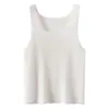 Camisola 35% cachemir, cuello en U, tejido de canalé, corte ajustado, sin mangas, top versátil para usar en capas o solo