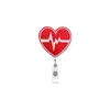 Elemento médico de tela bordada con forma de corazón, insignia retráctil y giratoria, portatarjeta de identificación médica con hebilla retráctil