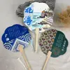 Abanico de Imitación de Brocado Zhuang, Abanico Redondo Cultural y Creativo Estampado de Brocado Zhuang, Abanico Étnico DIY, Abanico Souvenir Turístico Cultural y Creativo de Guangxi