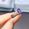 Anillo de Zafiro Natural Popular al por Mayor de Fábrica Plata S925 Incrustado con Piedra Principal 6*8 Joyería de Lujo Venta Directa de Fábrica