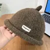 Chapéu de Pele de Melão Outono e Inverno Chapéu de Lã Yuppie Borda Enrolada Tricô Chupeta Chapéu de Proprietário Estilo Japonês Moda de Rua Quente Homens e Mulheres