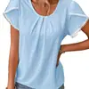 Nueva Camiseta de Verano Amazon Europea y Americana Transfronteriza de Color Sólido de Manga Corta Calada Transpirable