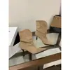 Botas de tacón alto de punta fina estilo retro Chuyuji para mujer, botines cortos elegantes para otoño e invierno, botas de moda que estilizan la pantorrilla