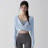 Top de yoga Tencel de alta gama, cubierta atlética de manga larga, impresionante conjunto de entrenamiento de Pilates, top de fitness, camiseta para mujer