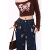 Diseño de Bordado de Cachorro Jeans de Pierna Ancha Primavera Nuevo de Cintura Alta Sueltos Adelgazantes Versátiles Pantalones Rectos